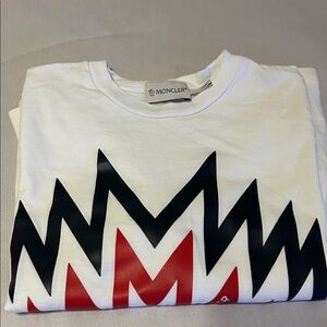 Moncler Boys logo cotton long sleeve shirt in like new condition.